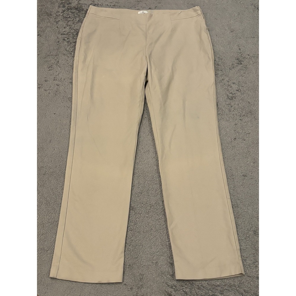 Chico's So Slimming Chino Pants Size 2.5 US 14 Beige Khaki Side Zipper Career